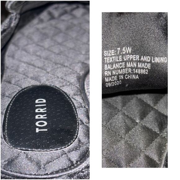 Torrid Black Velvet Quilted Mules Slip On flats Women's Size 7.5W (Wide) - Picture 6 of 16